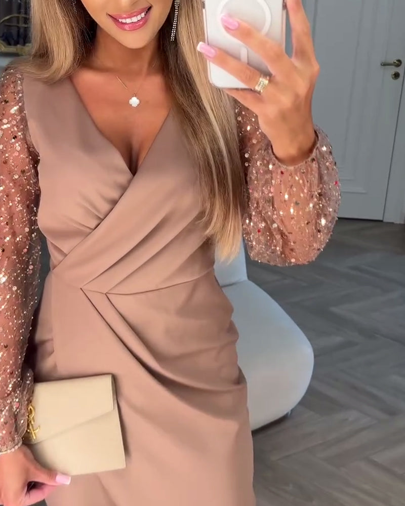 Paljettärmar Elegant Slitskjol
