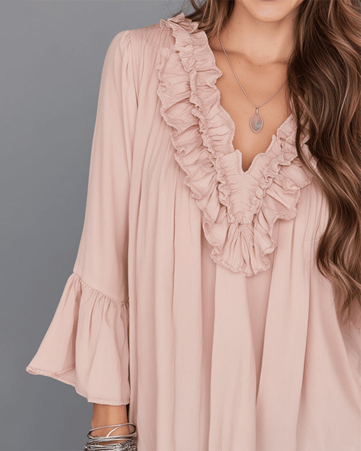 Blus Elegant V-Ringning Rysch