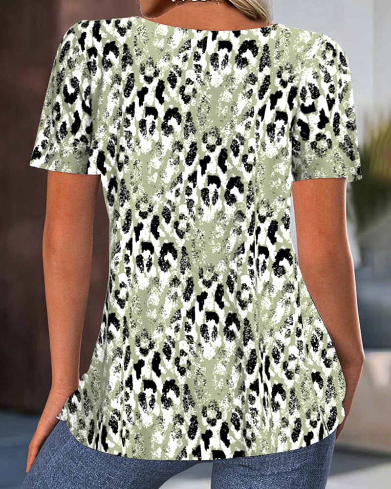 T-shirt Rund Hals Kort Ärm Tryckt