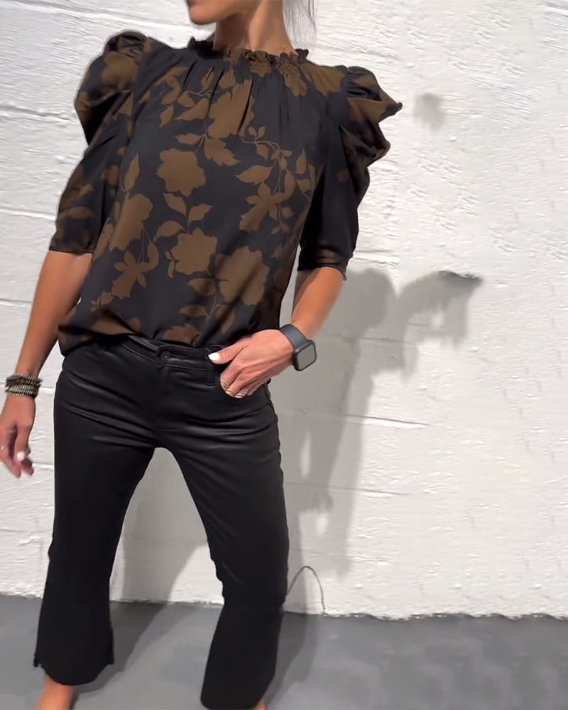 Blus Puffärm Rysch