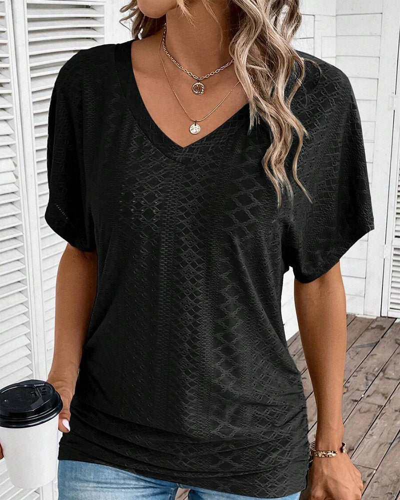 T-shirt V-ringad Enfärgad Casual