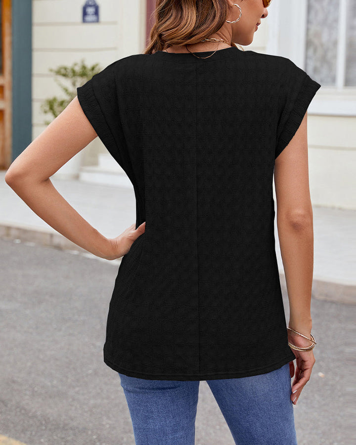 T-Shirt Rund Hals Enfärgad Kort Ärm