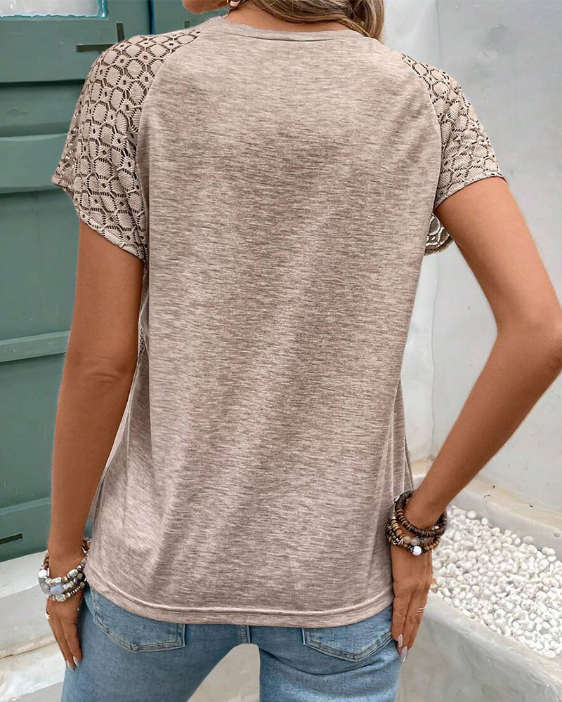 T-shirt enfärgad ihålig rund hals smal