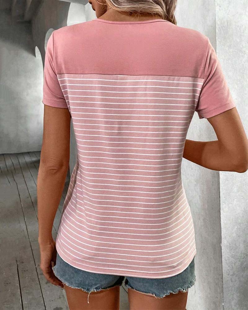 T-Shirt Kortärmad Randig Kontrast