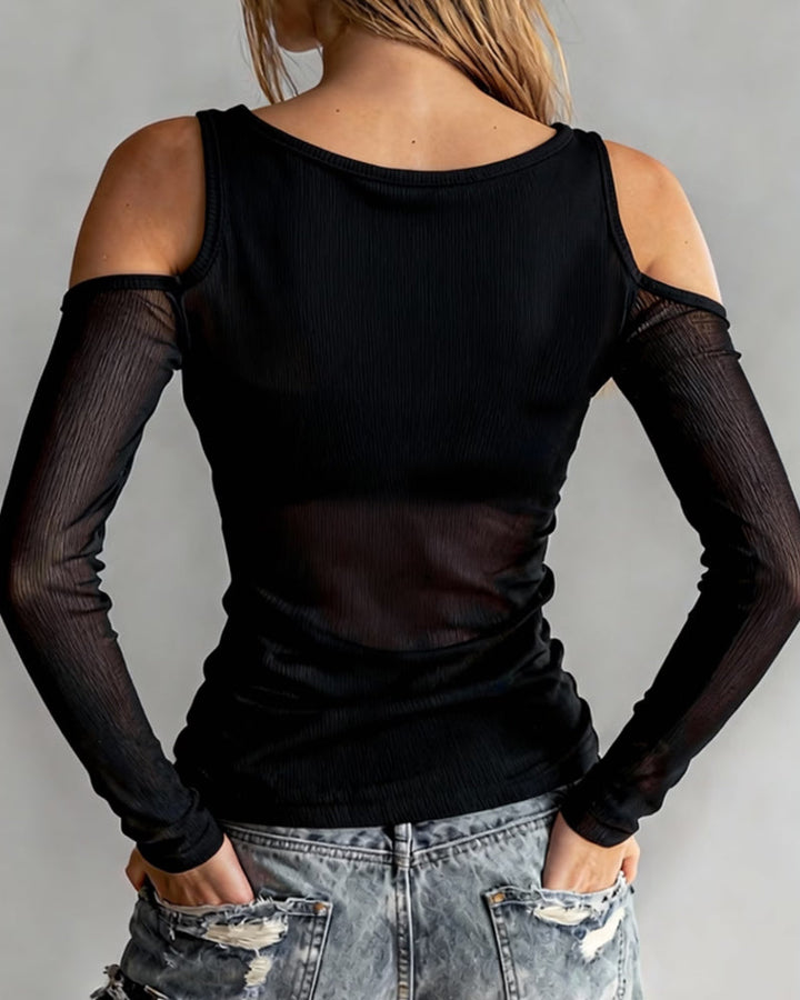 Blus Kors Och Tvärs V-Hals Off-Shoulder