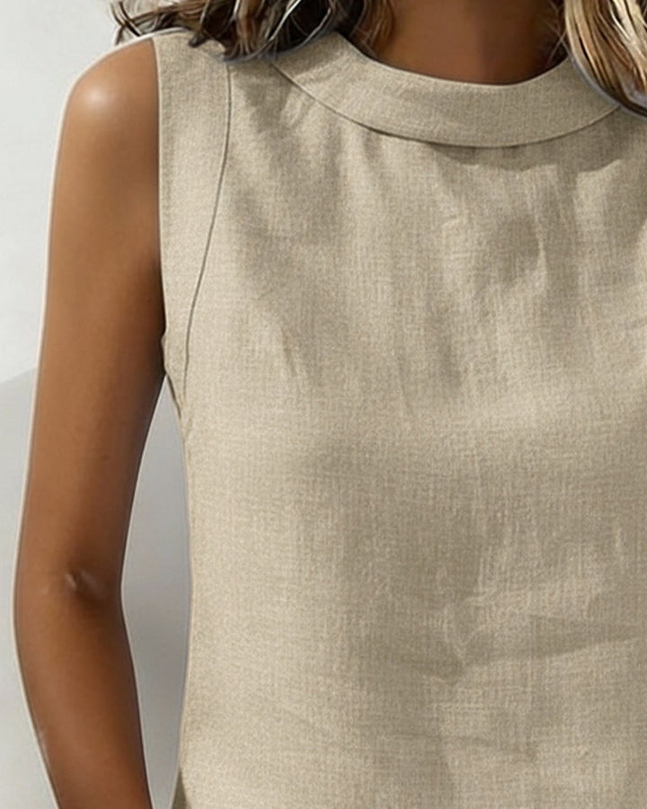 Blus Kraglös Ärmlös Elegant