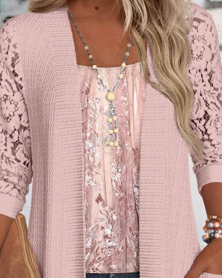 Topp Med Faux Tvådelad Look Och Lappverk